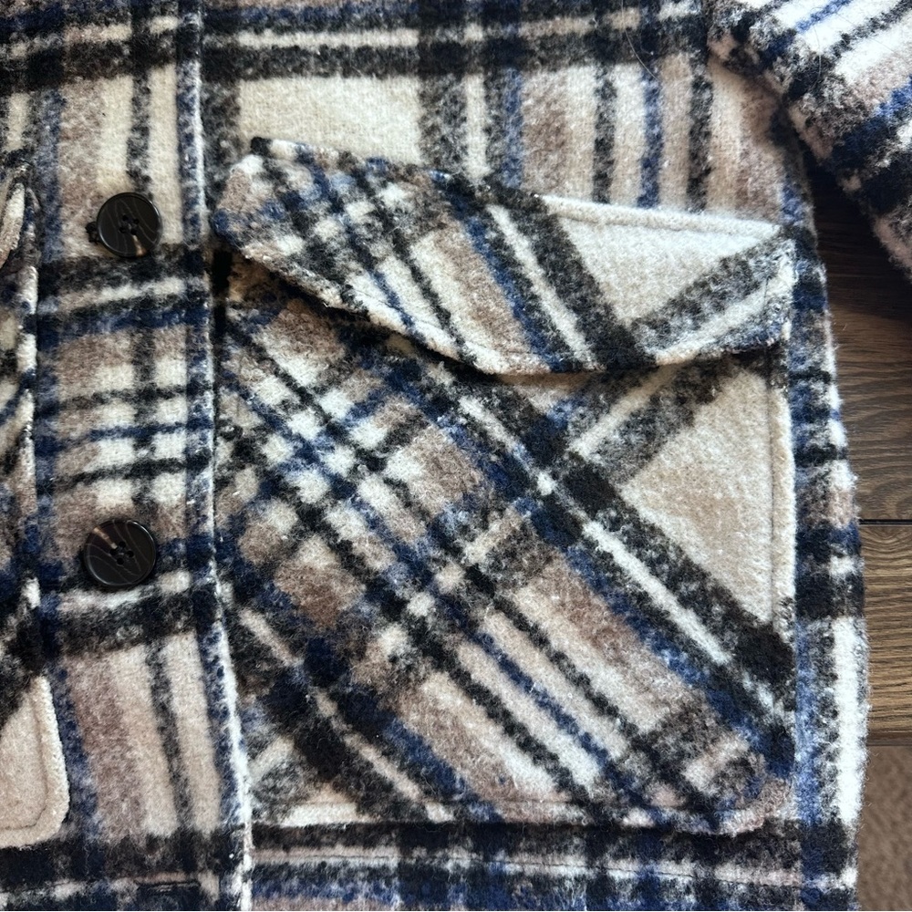 AVEC LES FILLES Womens Brushed Plaid Oversized Jacket Sz XS - Picture 9 of 16